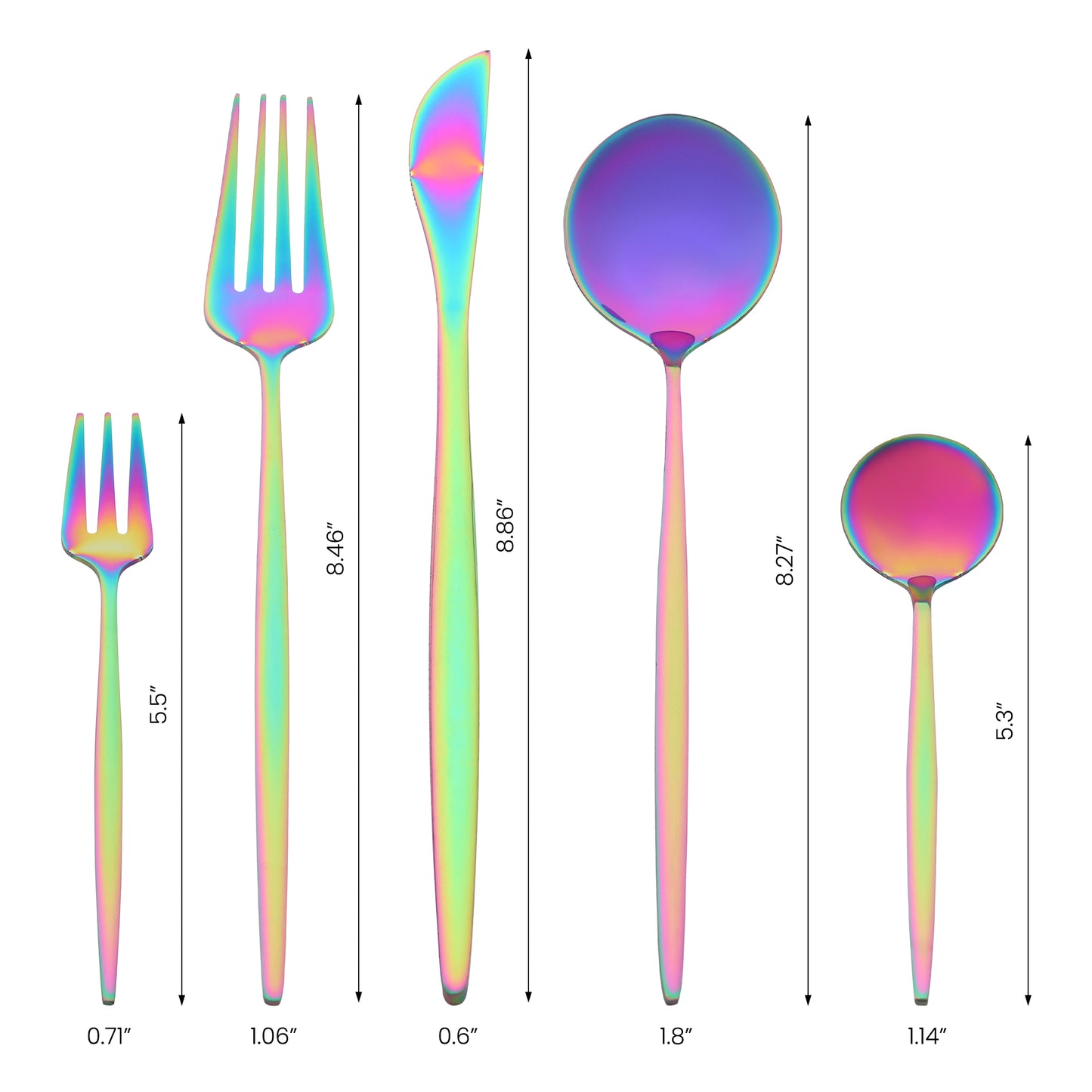 5 Pieces Stainless Steel Flatware Set, Silverware Cutlery with Knife, Spoons and Forks