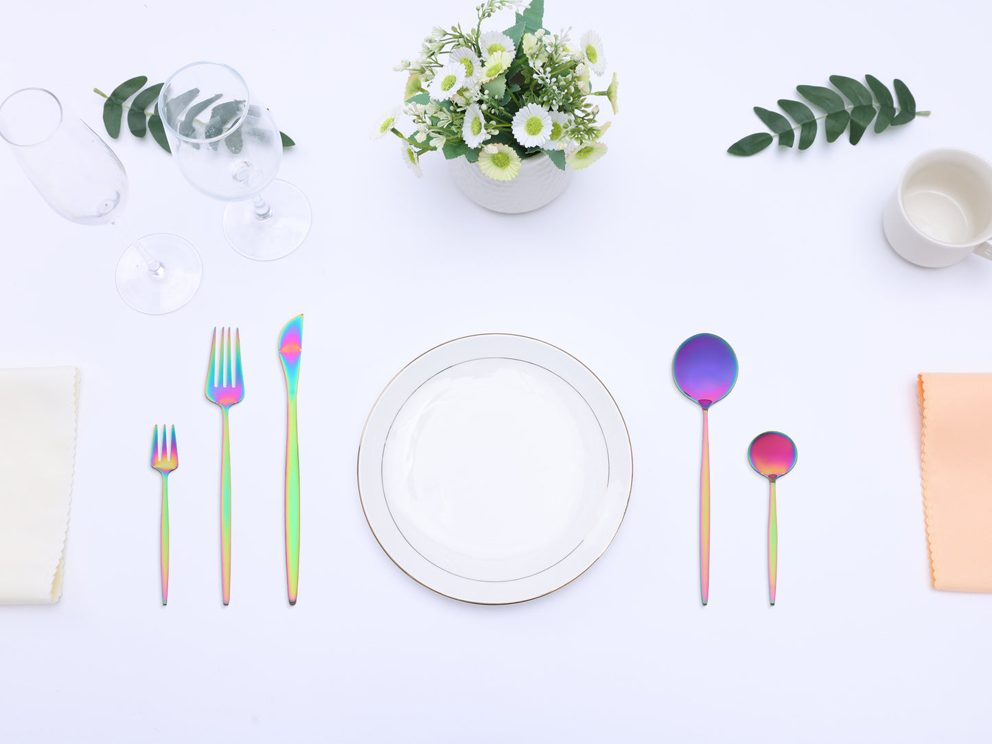 5 Pieces Stainless Steel Flatware Set, Silverware Cutlery with Knife, Spoons and Forks