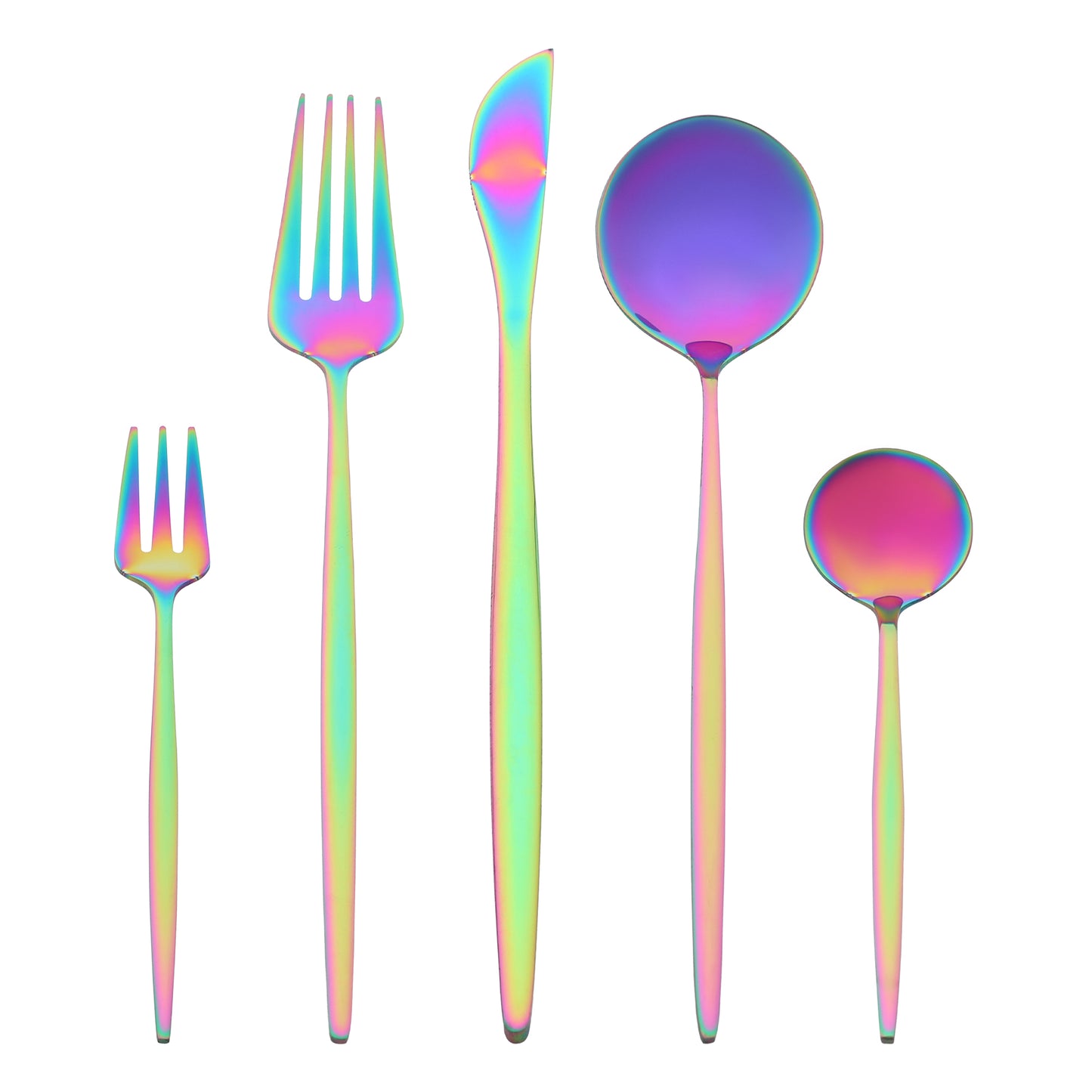 5 Pieces Stainless Steel Flatware Set, Silverware Cutlery with Knife, Spoons and Forks