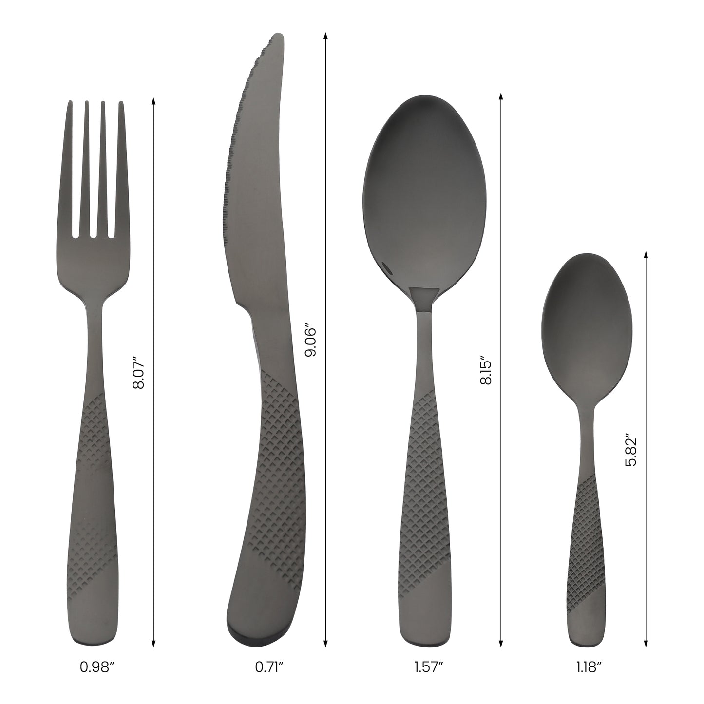 Juego de cubiertos de acero inoxidable de 4 piezas, pulido espejo con cuchillo.