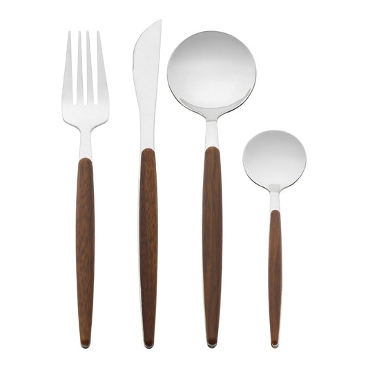 Juego de cubiertos de 4 piezas, juego de cubiertos de acero inoxidable con cucharas y tenedores.