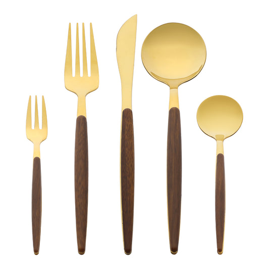 5 Pieces Silverware Set, Stainless Steel Flatware with Knife, Spoons, and Forks Set
