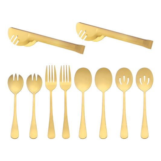Juego de cubiertos de acero inoxidable de 10 piezas con cucharas y tenedores.