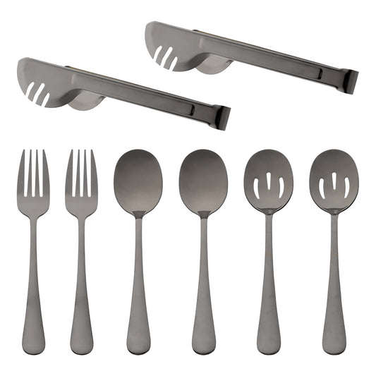 Juego de cubiertos de acero inoxidable de 8 piezas con cucharas y tenedores.