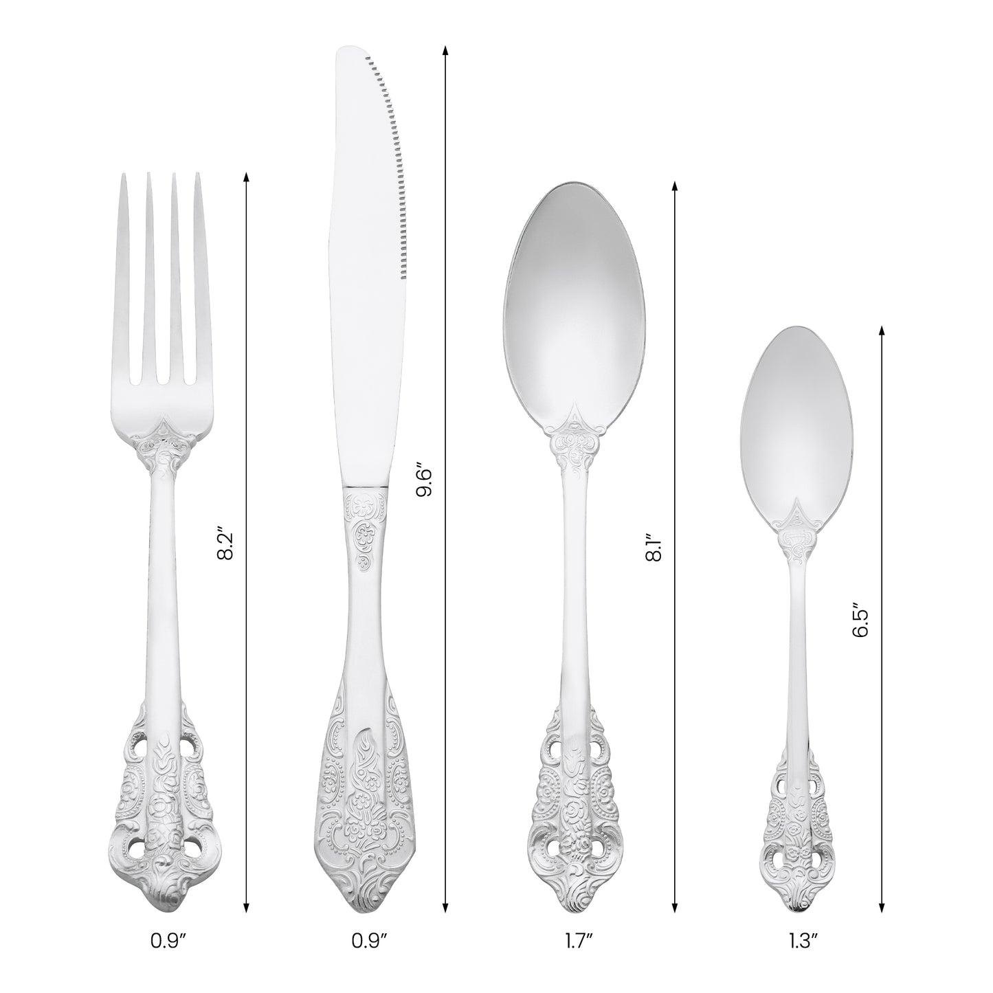 4 Pieces Silverware Set, Stainless Steel Flatware with Spoons and Forks Set
