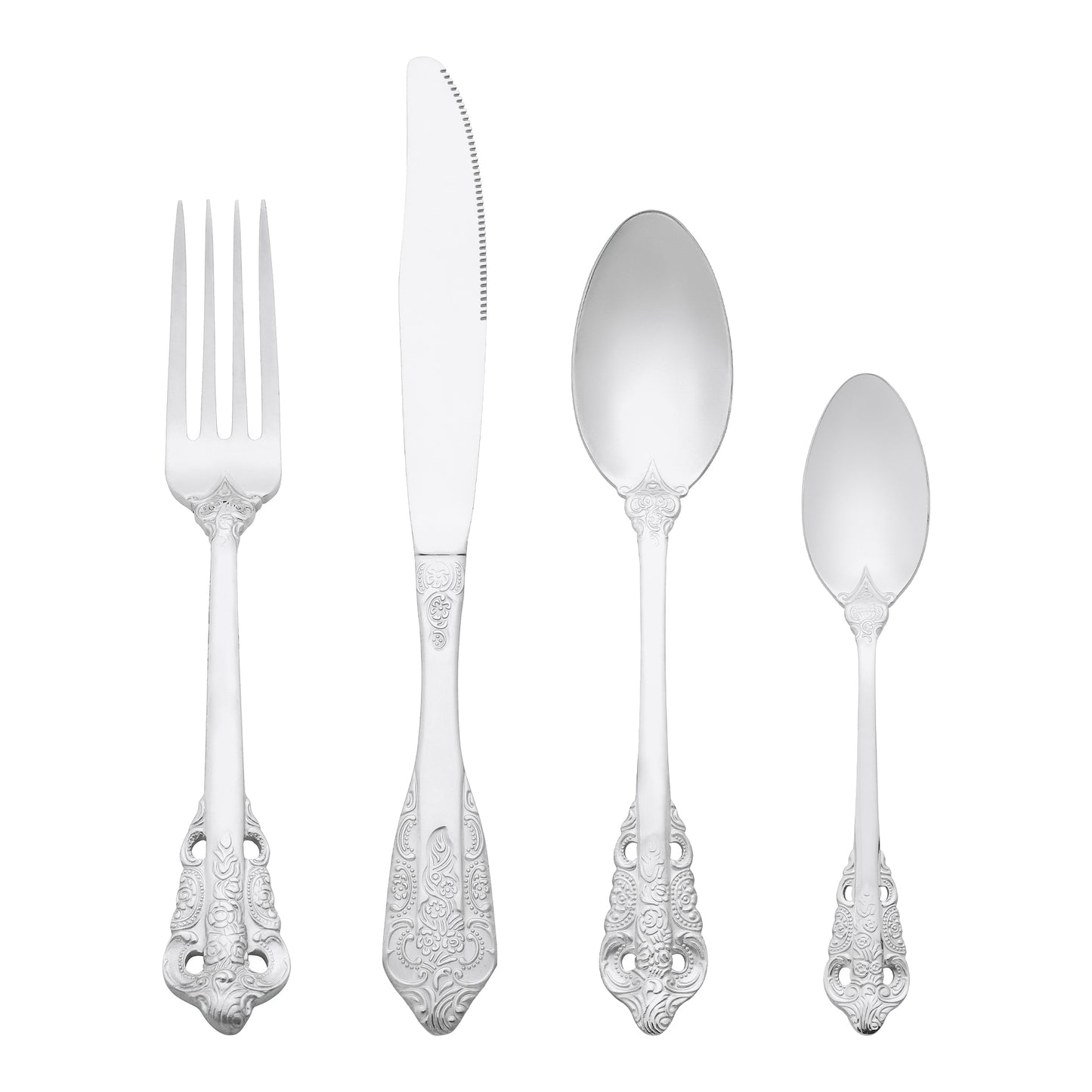 4 Pieces Silverware Set, Stainless Steel Flatware with Spoons and Forks Set