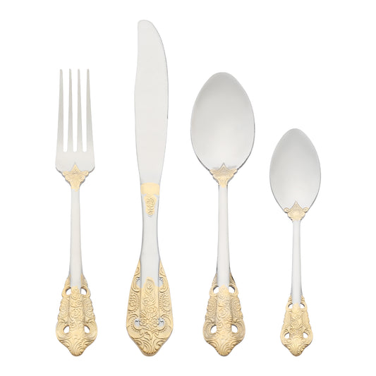 4 Pieces Silverware Set, Stainless Steel Flatware with Spoons and Forks Set