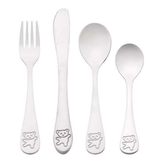 Juego de cubiertos de 4 piezas, cubiertos de acero inoxidable con cuchillo, juego de cubiertos pulidos a espejo