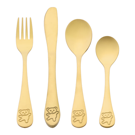 Juego de cubiertos de 4 piezas, cubiertos de acero inoxidable con cuchillo, juego de cubiertos pulidos a espejo