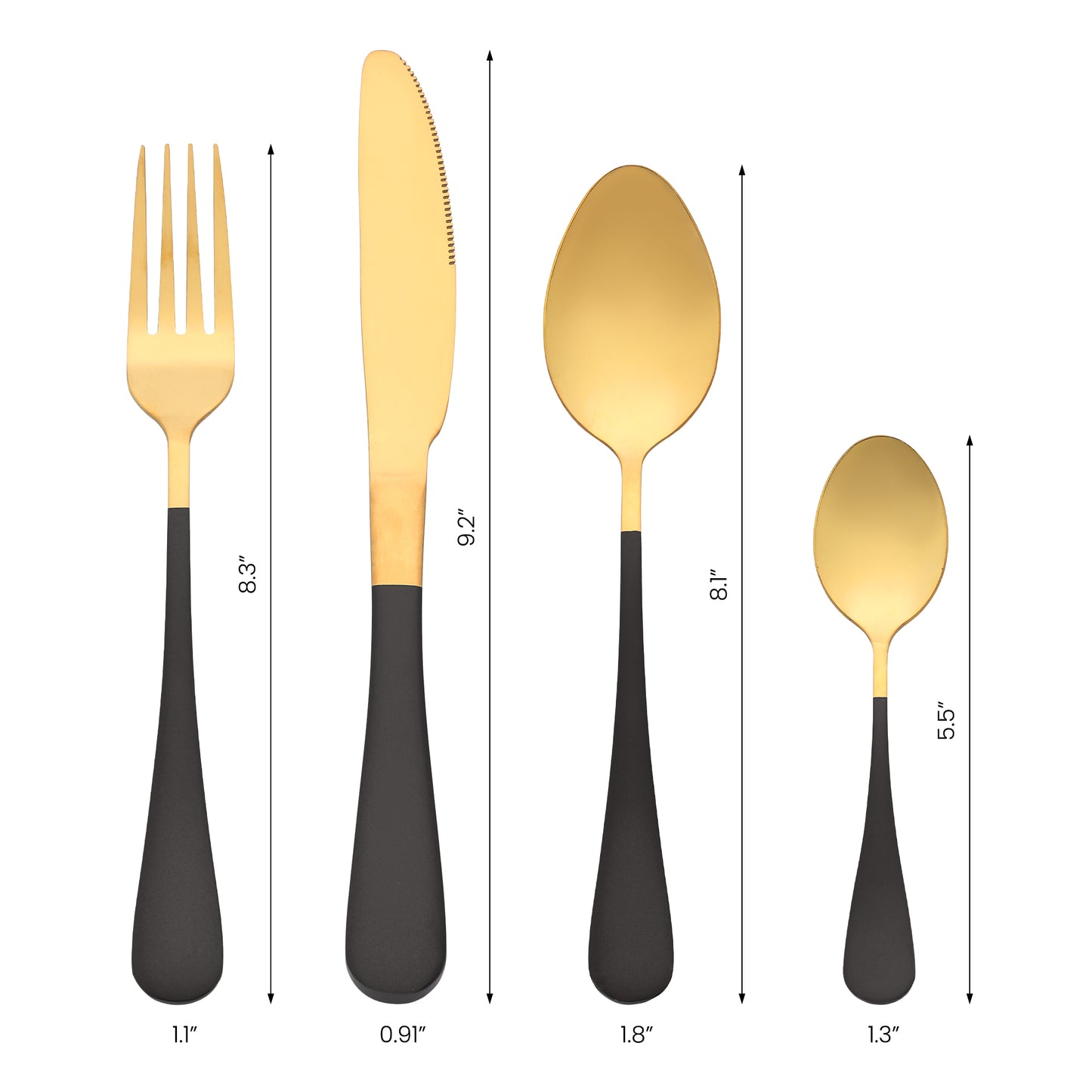 4 Pieces Flatware Set, Stainless Steel Silverware with Knife, Cutlery Set