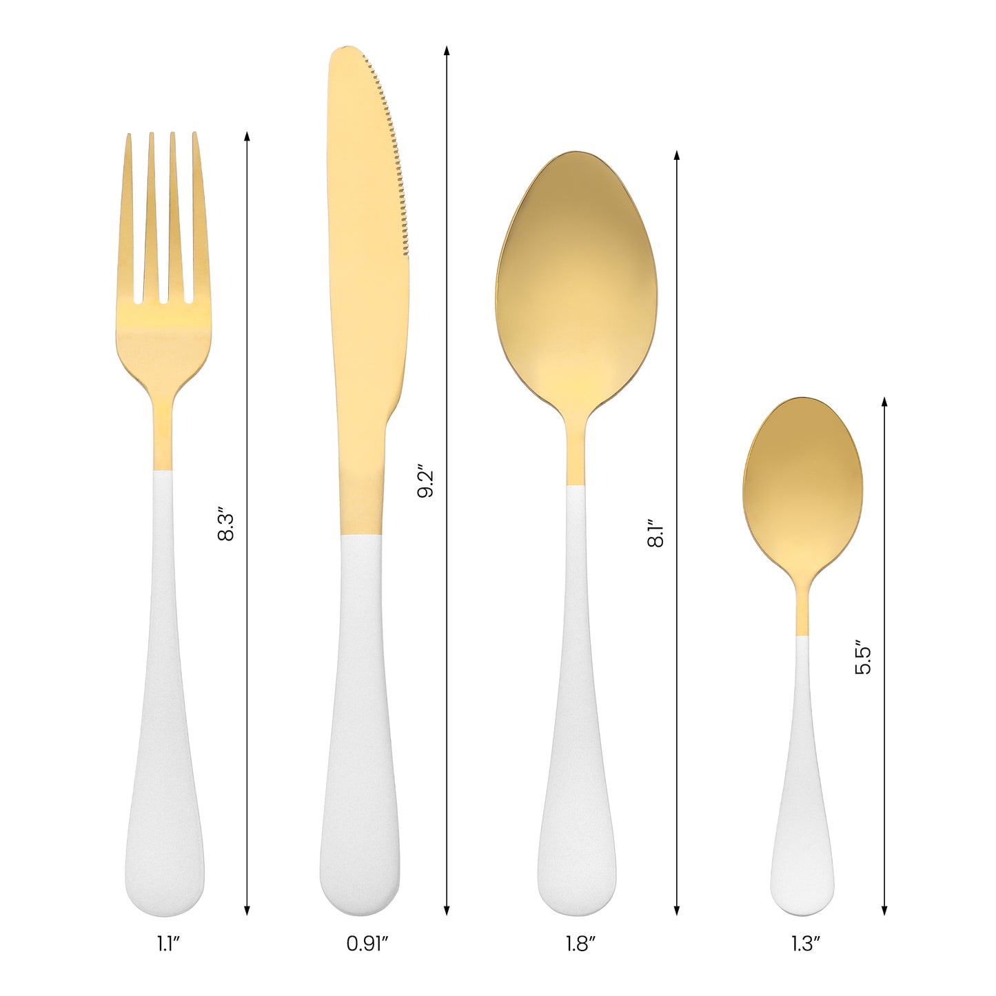 4 Pieces Flatware Set, Stainless Steel Silverware with Knife, Cutlery Set