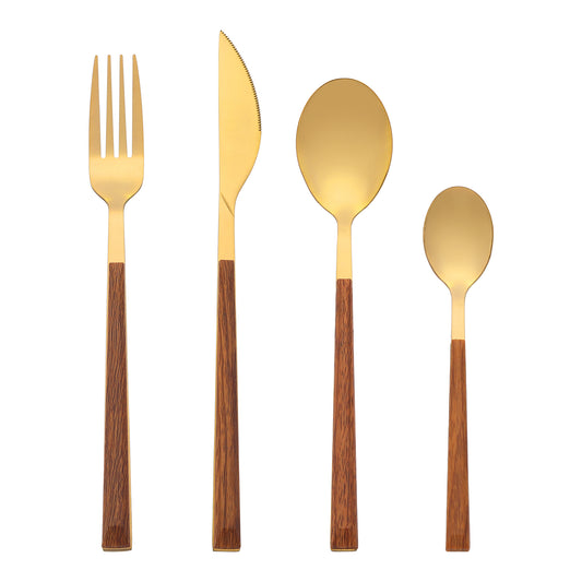 Juego de cubiertos de 4 piezas, de acero inoxidable, pulido espejo, con cuchillo.
