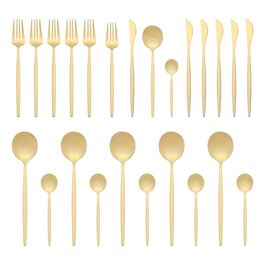 24 Pieces Silverware Set, Stainless Steel Flatware, Mirror Polished Cutlery Set