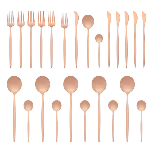24 Pieces Silverware Set, Stainless Steel Flatware, Mirror Polished Cutlery Set