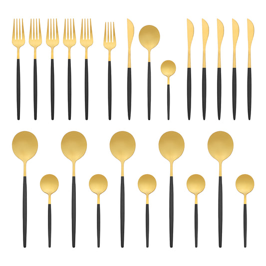 24 Pieces Silverware Set, Stainless Steel Serving Utensils Set for Kitchen Eating Tableware