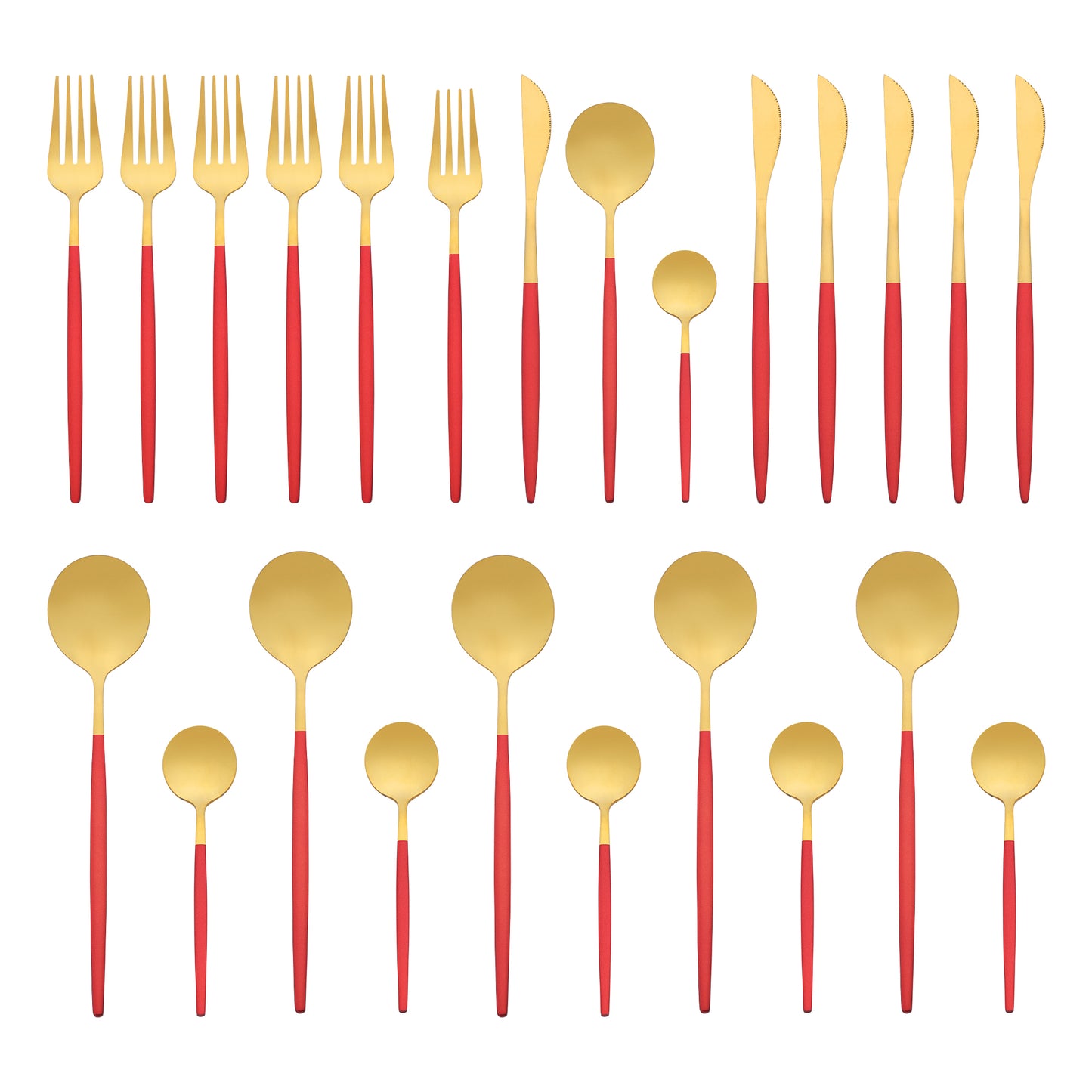 24 Pieces Silverware Set, Stainless Steel Serving Utensils Set for Kitchen Eating Tableware