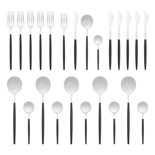 24 Pieces Silverware Set, Stainless Steel Serving Utensils Set for Kitchen Eating Tableware