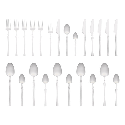 24 Pieces Silverware Set, Stainless Steel Serving Utensils Set, Mirror Polished Cutlery Set
