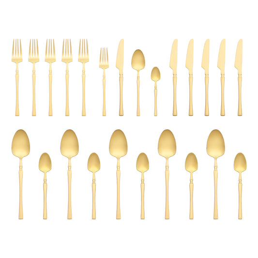 24 Pieces Silverware Set, Stainless Steel Serving Utensils Set, Mirror Polished Cutlery Set