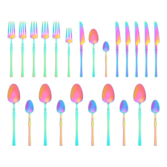 24 Pieces Silverware Set, Stainless Steel Serving Utensils Set, Mirror Polished Cutlery Set
