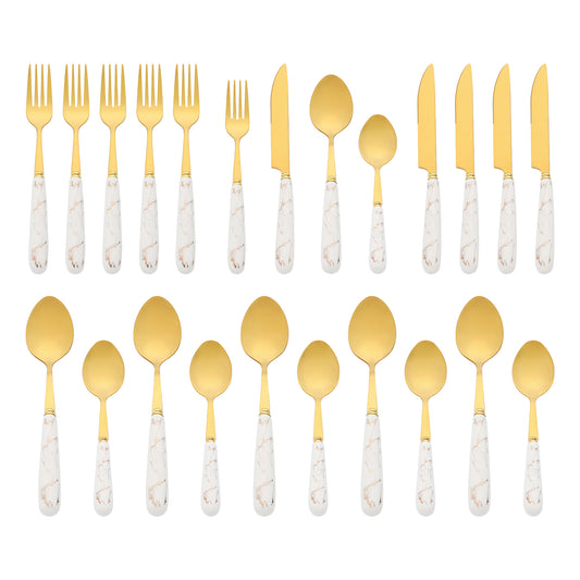24 Pieces Silverware Set, Stainless Steel Floral Flatware Set for 6, Modern Cutlery Set