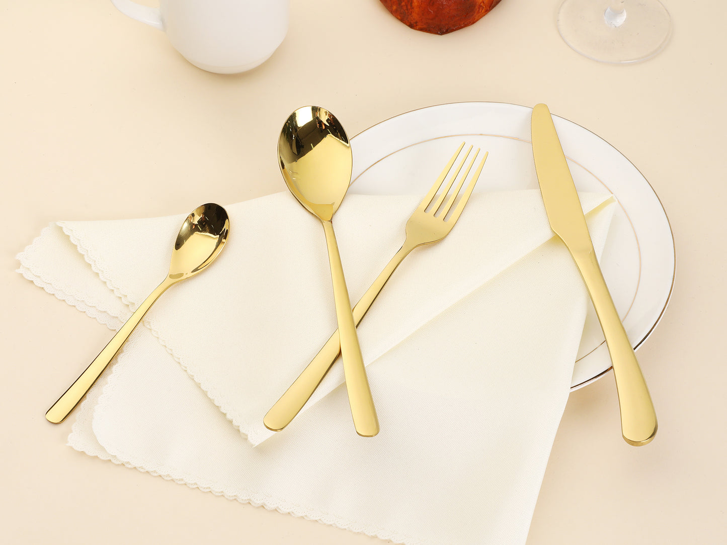 Juego de cubiertos de 4 piezas con utensilios para servir, cubiertos de acero inoxidable