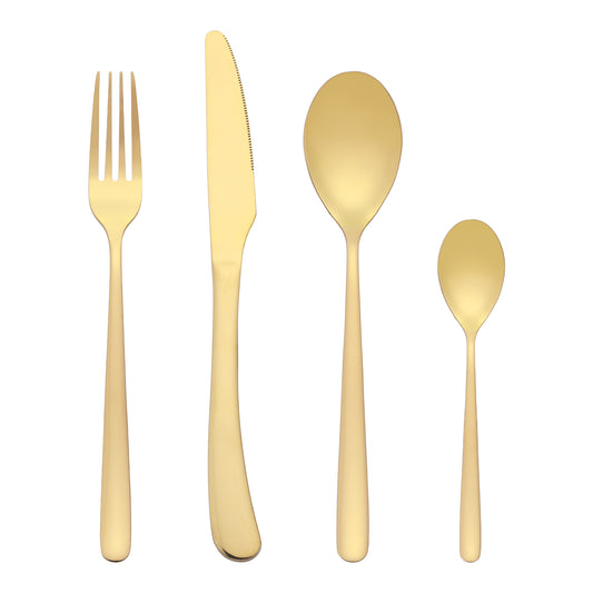 4 Pieces Silverware Set with Serving Utensils, Stainless Steel Flatware