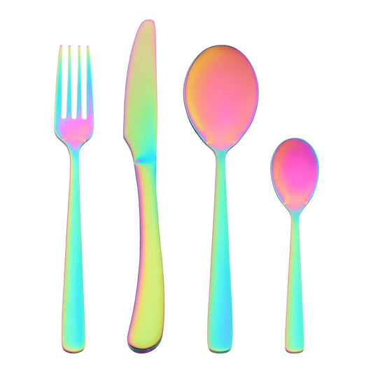 Juego de cubiertos de 4 piezas con utensilios para servir, cubiertos de acero inoxidable