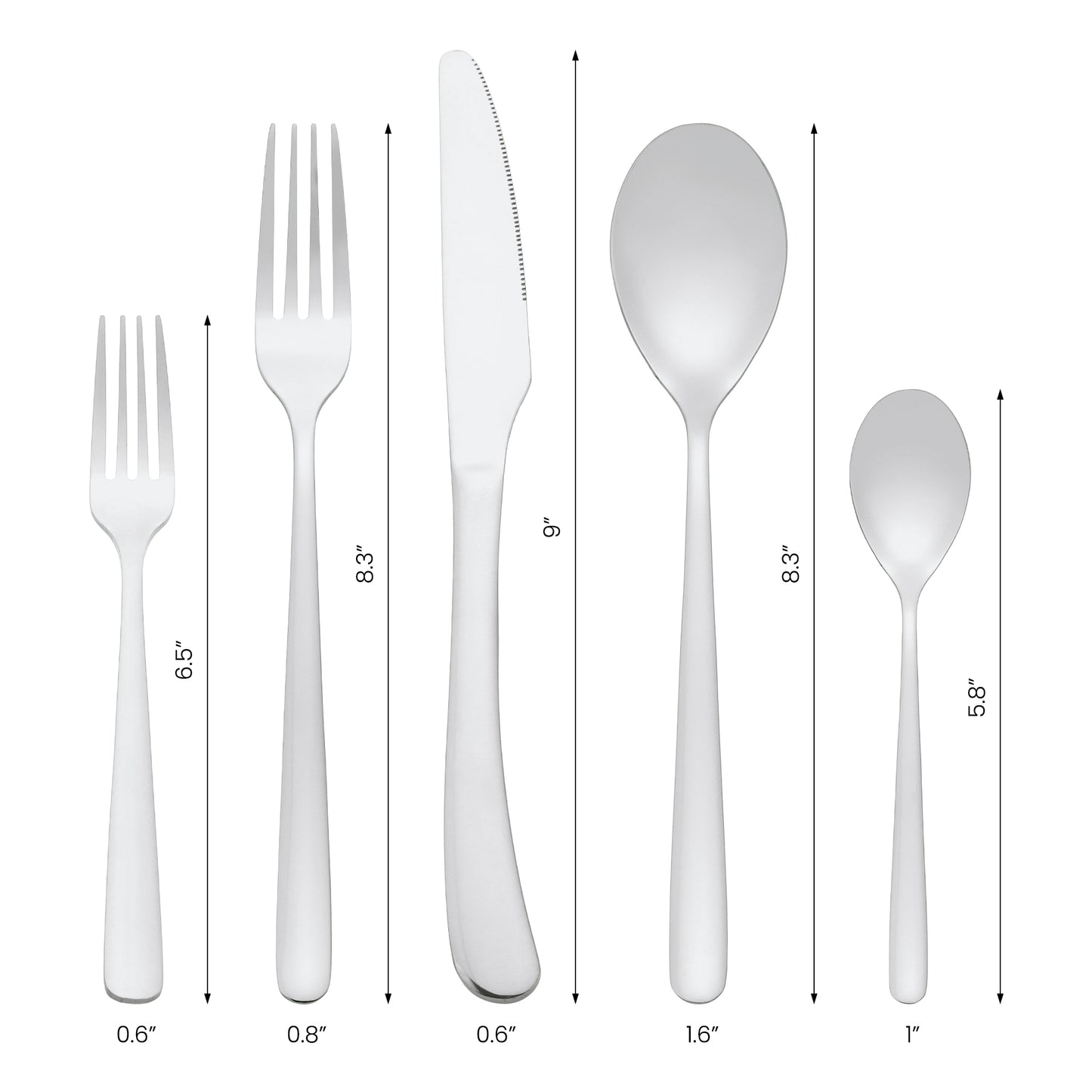 5 Pieces Silverware Set, Stainless Steel Flatware, Mirror Polished Cutlery Set