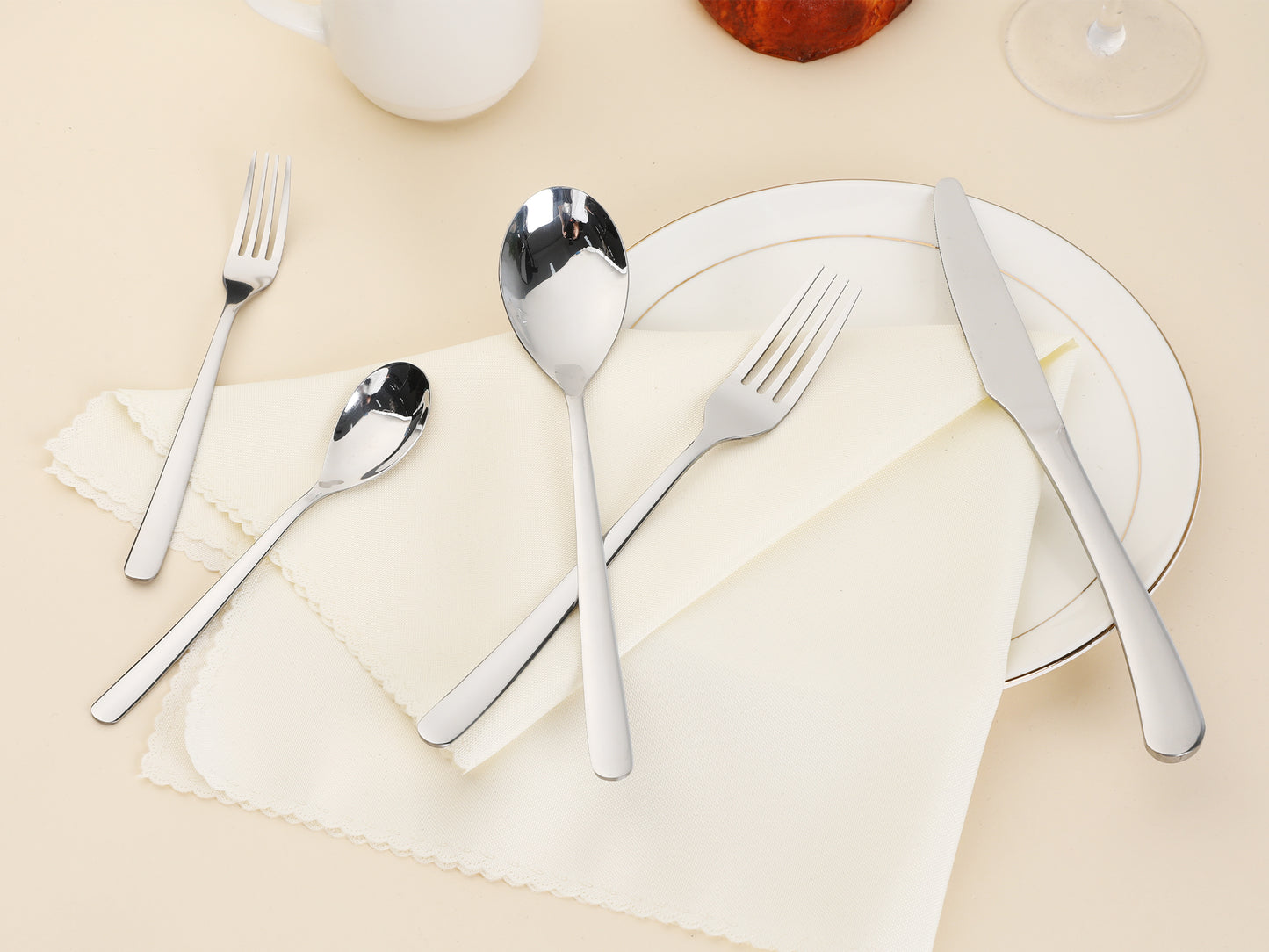 5 Pieces Silverware Set, Stainless Steel Flatware, Mirror Polished Cutlery Set