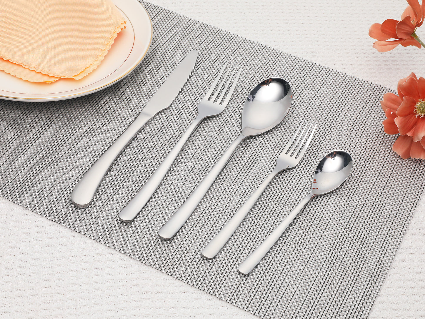 5 Pieces Silverware Set, Stainless Steel Flatware, Mirror Polished Cutlery Set