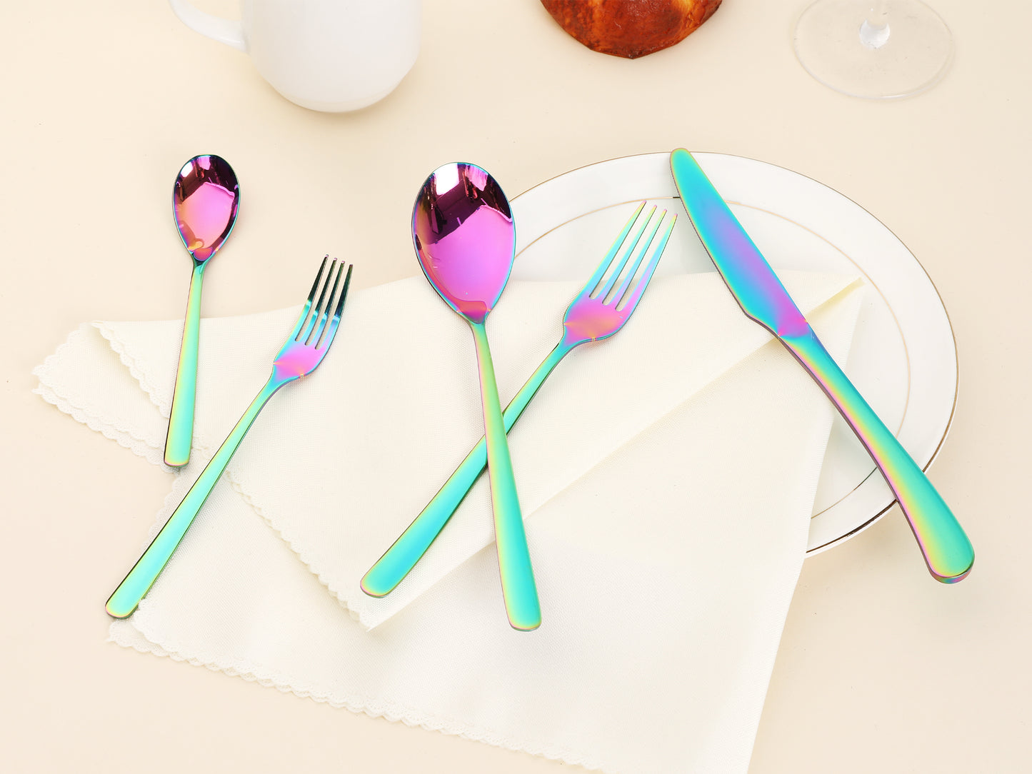 5 Pieces Silverware Set, Stainless Steel Flatware, Mirror Polished Cutlery Set