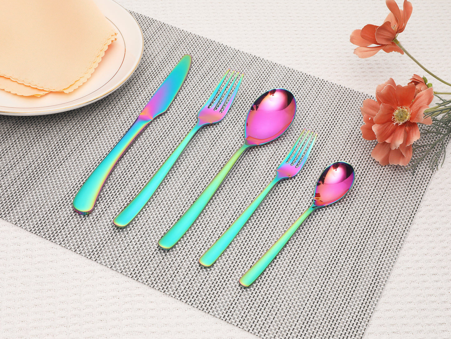 5 Pieces Silverware Set, Stainless Steel Flatware, Mirror Polished Cutlery Set