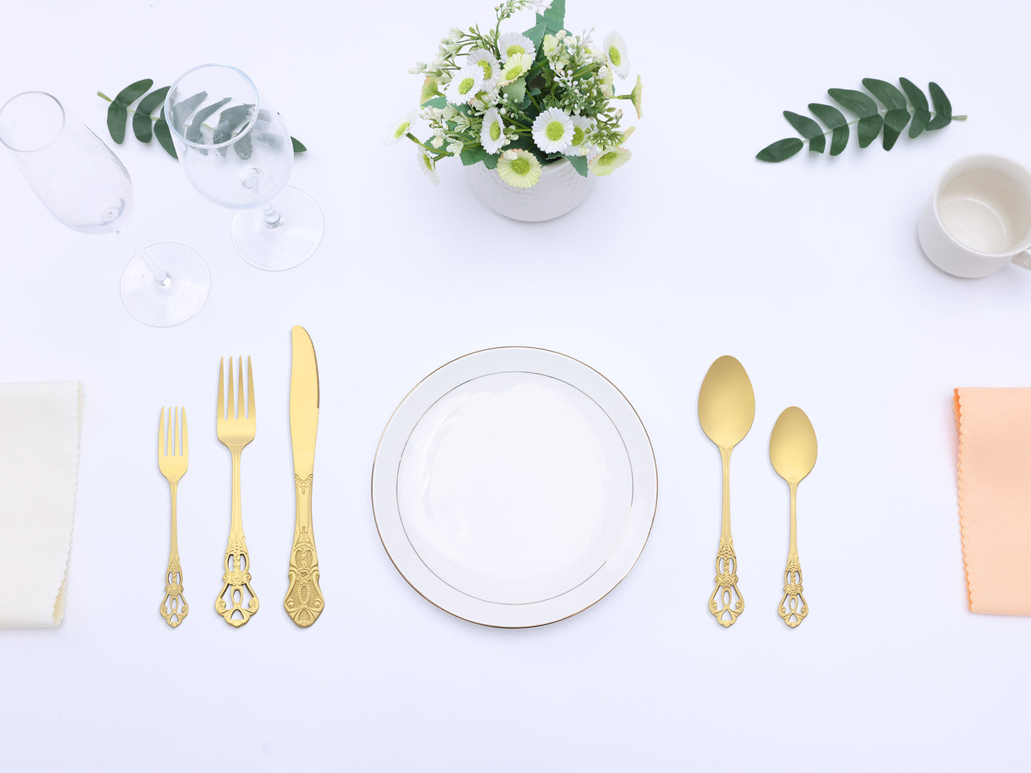 20 Pieces Silverware Set, Stainless Steel Floral Flatware, Modern Cutlery Set