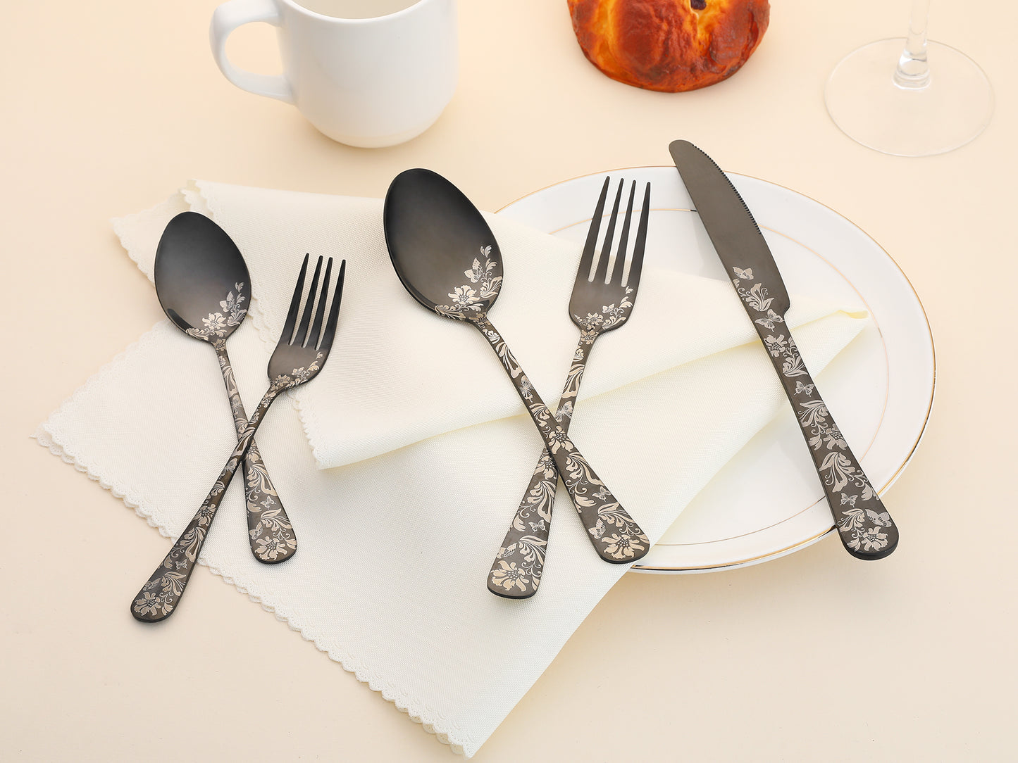 5 Pieces Silverware Set, Stainless Steel Flatware Set, Mirror Polished Cutlery Set