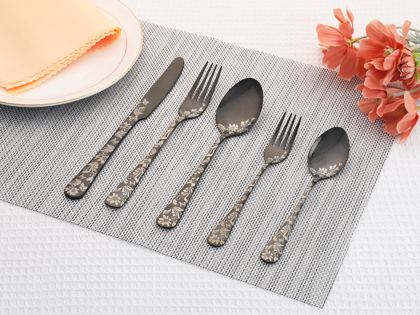 5 Pieces Silverware Set, Stainless Steel Flatware Set, Mirror Polished Cutlery Set
