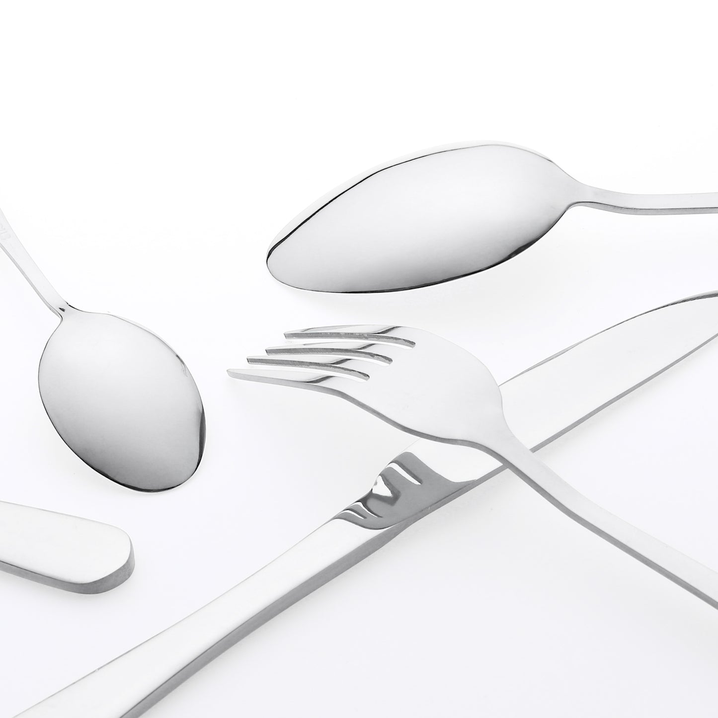 24 Pieces Silverware Set, Stainless Steel Flatware Set with Supporting Shelf