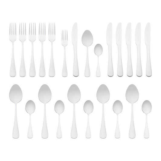 24 Pieces Silverware Set, Stainless Steel Flatware Set with Supporting Shelf