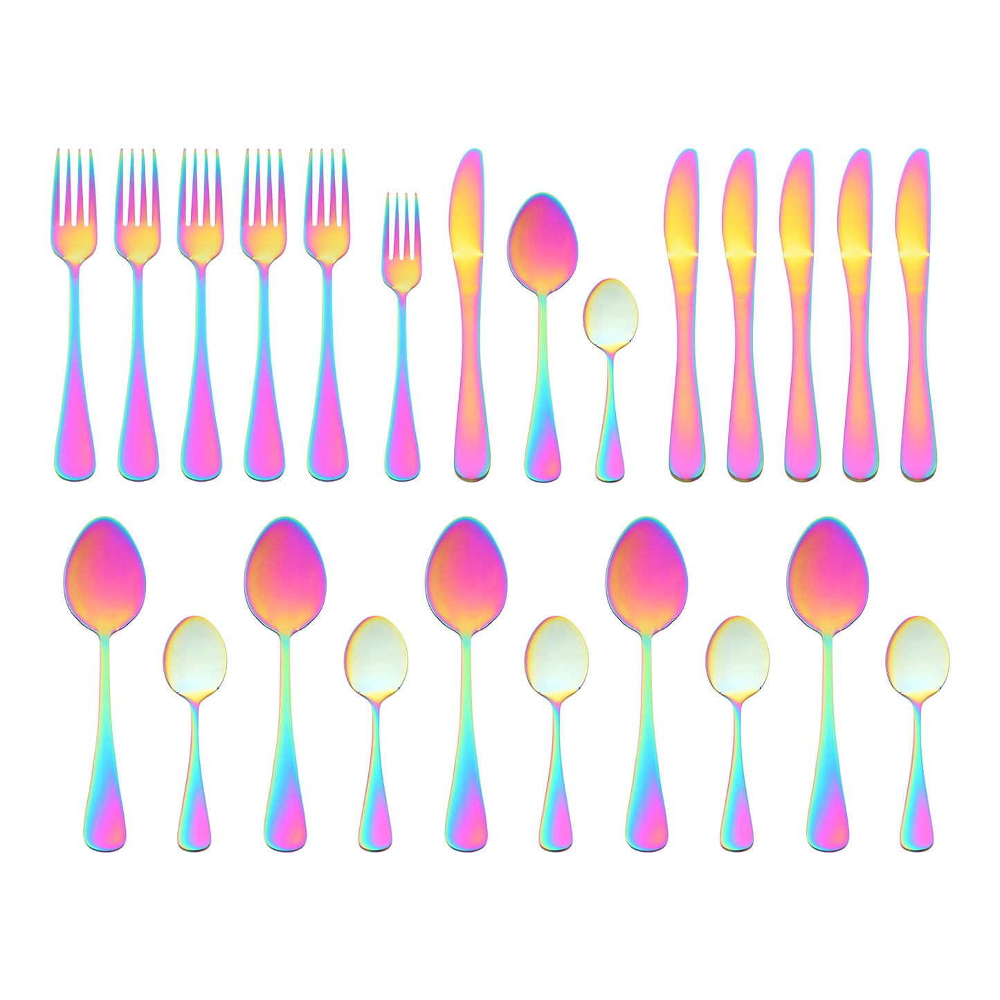 24 Pieces Silverware Set, Stainless Steel Flatware Set with Supporting Shelf