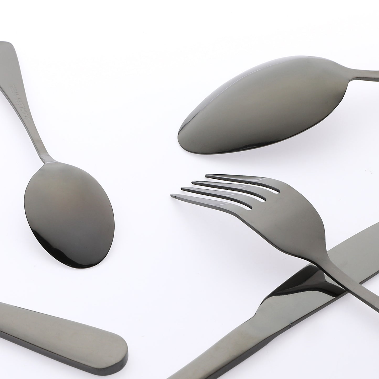 24 Pieces Silverware Set, Stainless Steel Flatware Set with Supporting Shelf