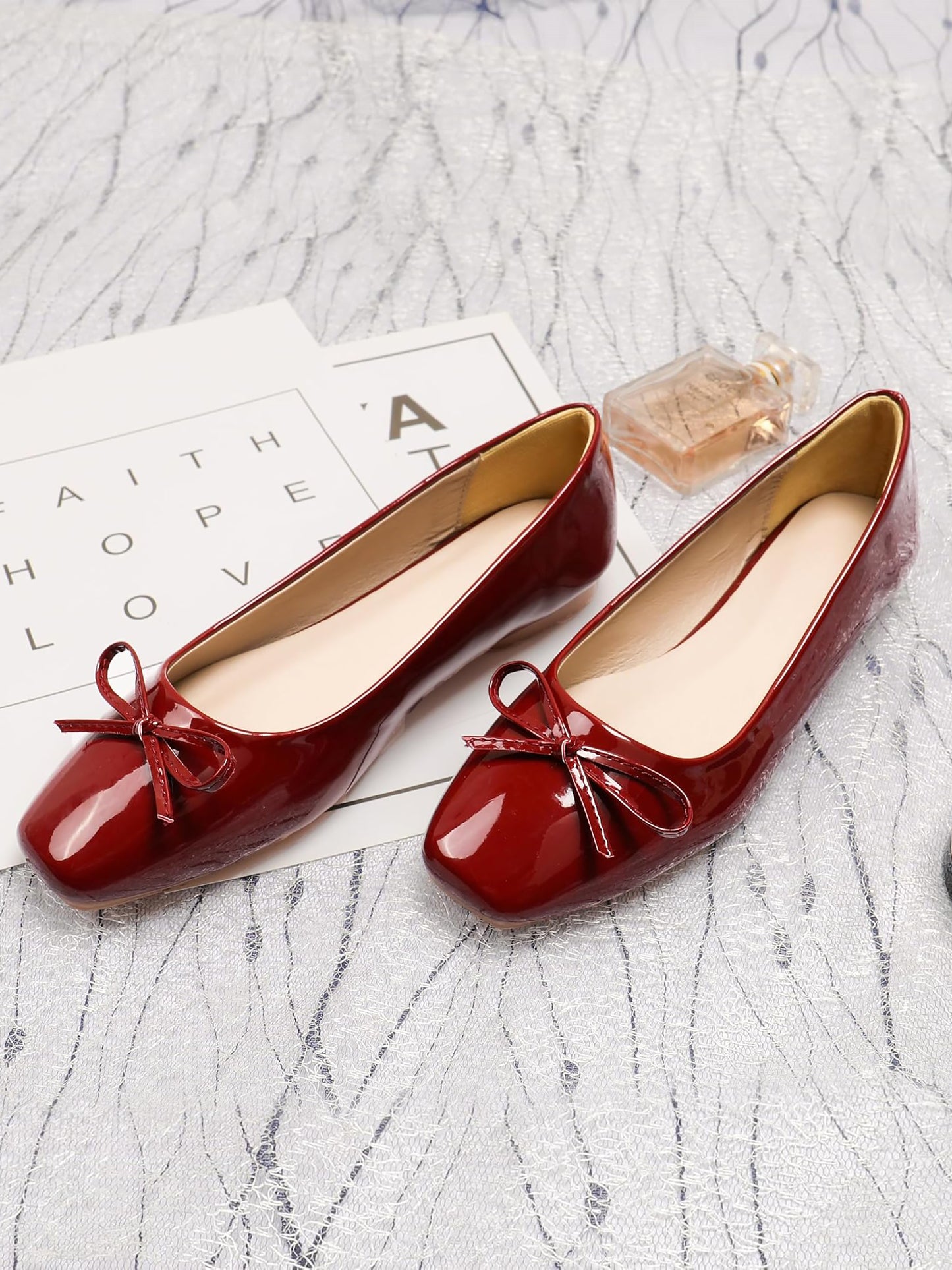 Women Solid Color Bow Commuting Flat Shoes Soft Sole Shoes