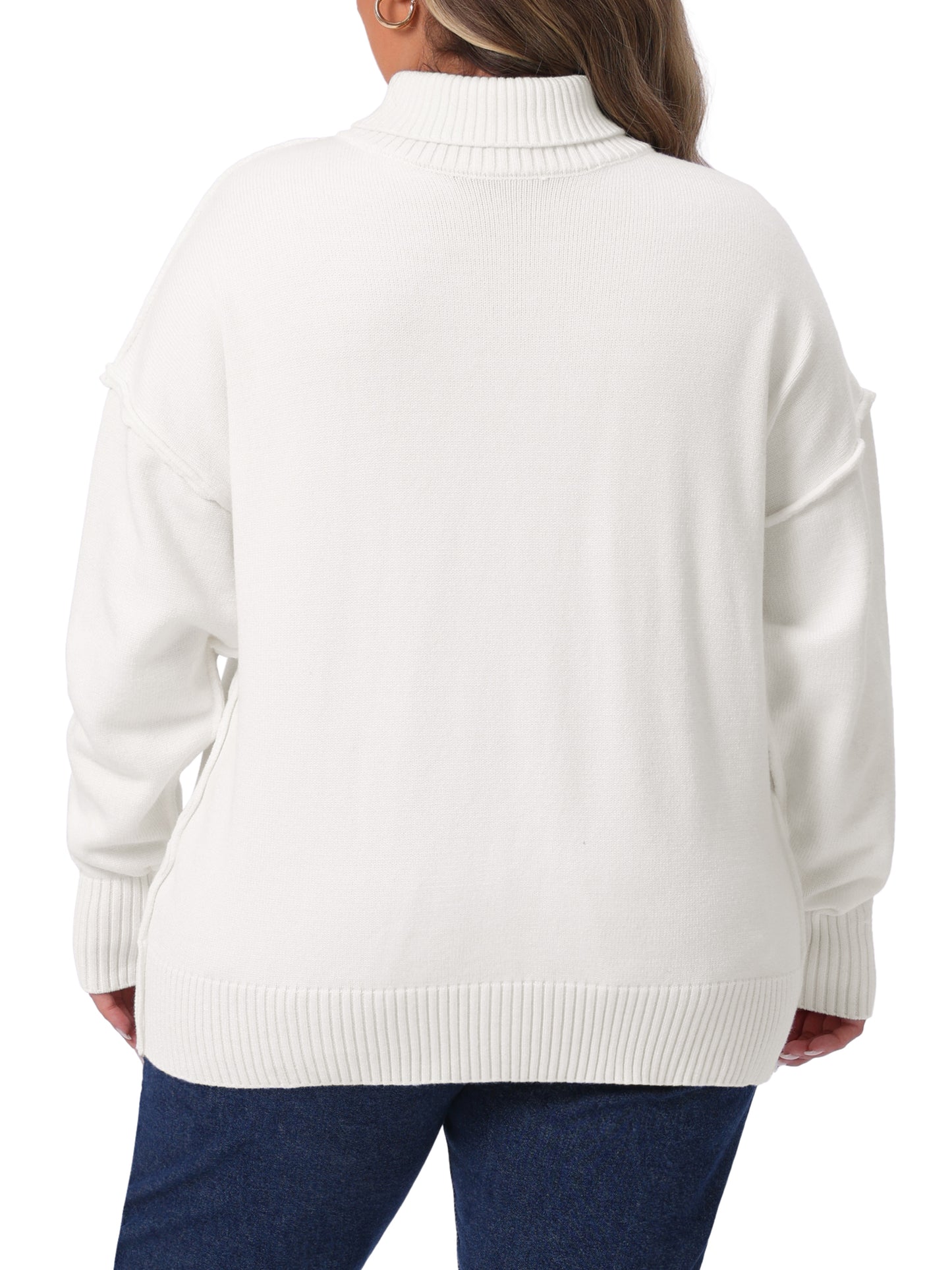 Women Plus Size Sweater Turtleneck Long Sleeve Knit Top Casual Loose Pullover Knitwear