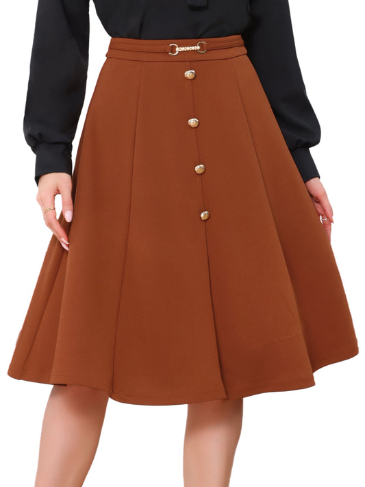 Falda midi plisada de cintura alta estilo vintage para mujer