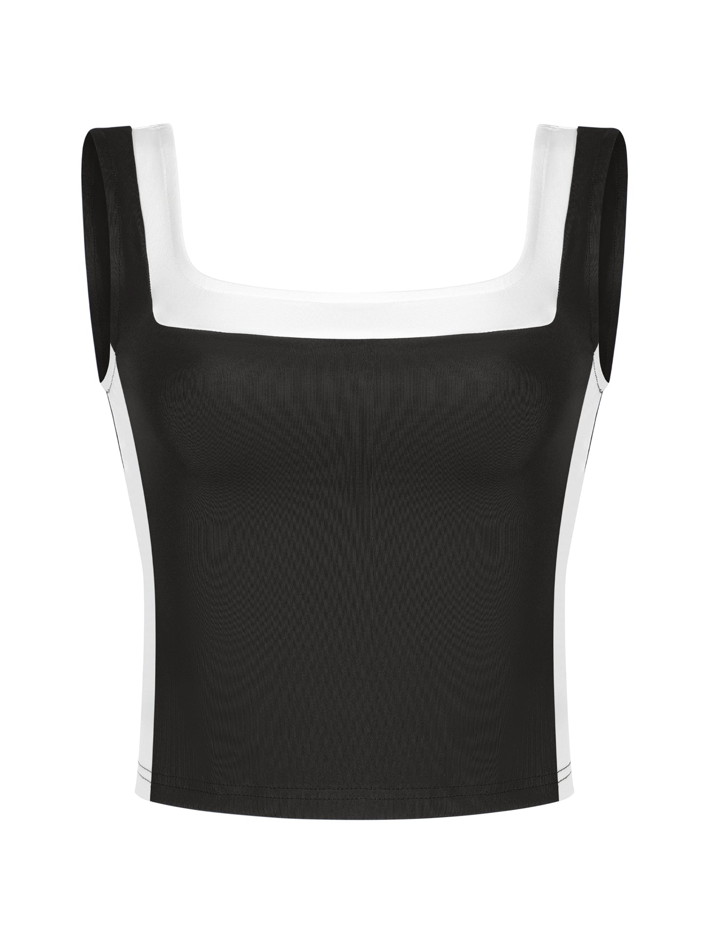 Women's Color Block Square Neck Tank Top Strappy Sleeveless Summer Crop Top