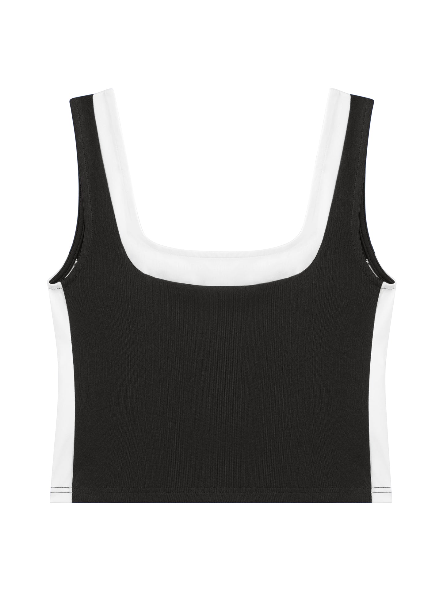 Women's Color Block Square Neck Tank Top Strappy Sleeveless Summer Crop Top