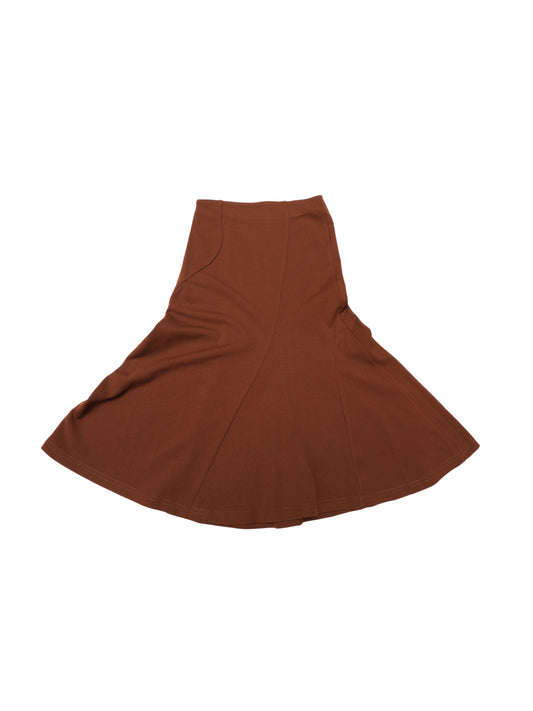 Women's High Waisted Flared Solid Color Business Casual Midi Skirt