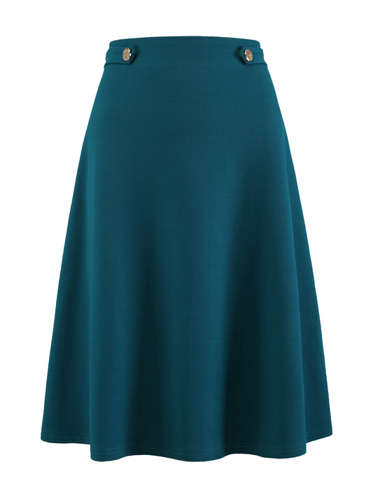 Women's Flare High Waist Casual Work A-Line Midi Skirt