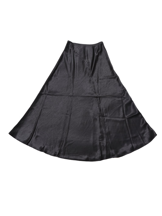 Women Satin Maxi Skirt High Waisted Elastic Waistband Flowy Elegant Skirt