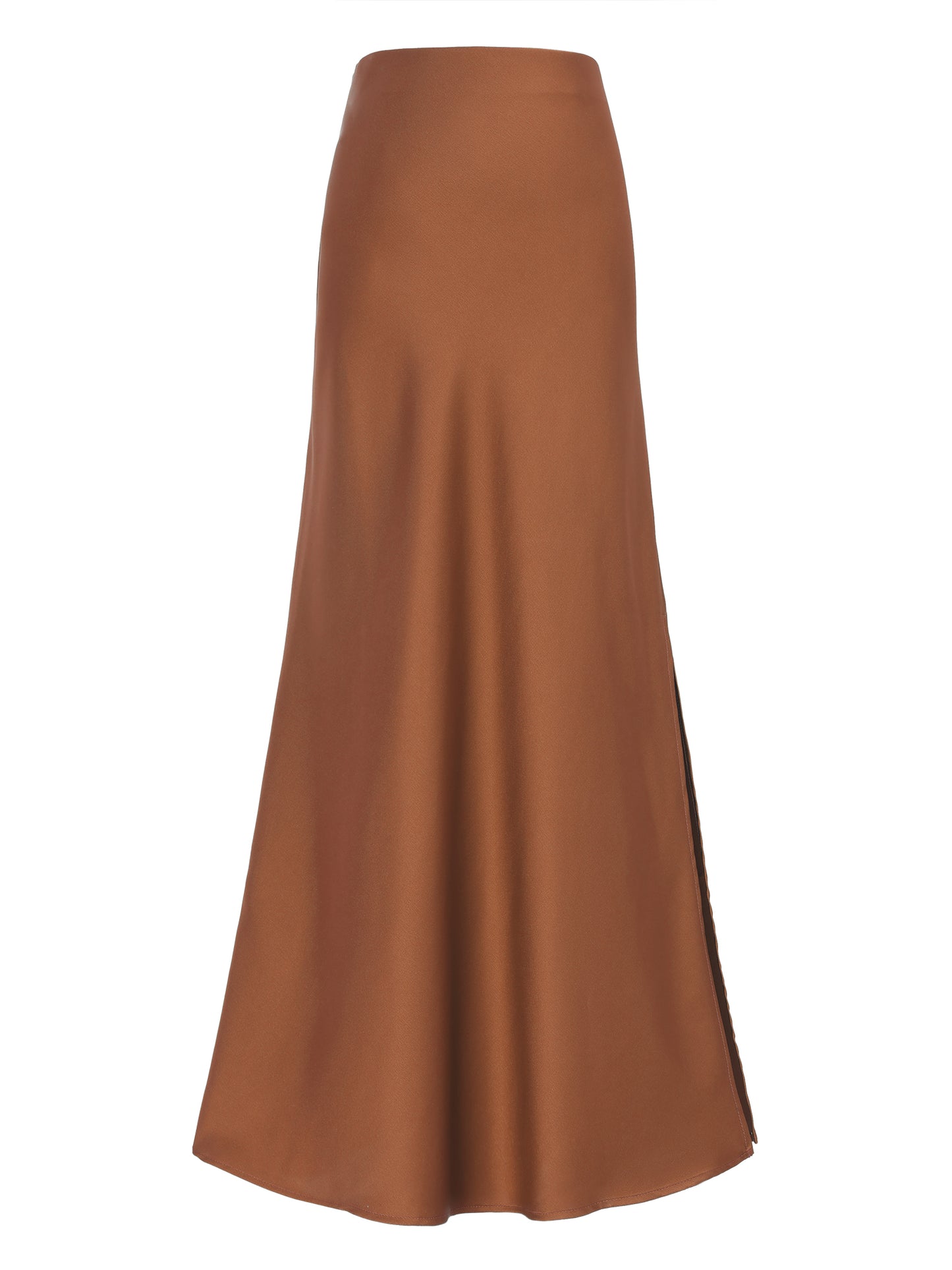 Women's Satin Elastic High Waist Side Slit Elegant Flowy Maxi Skirt