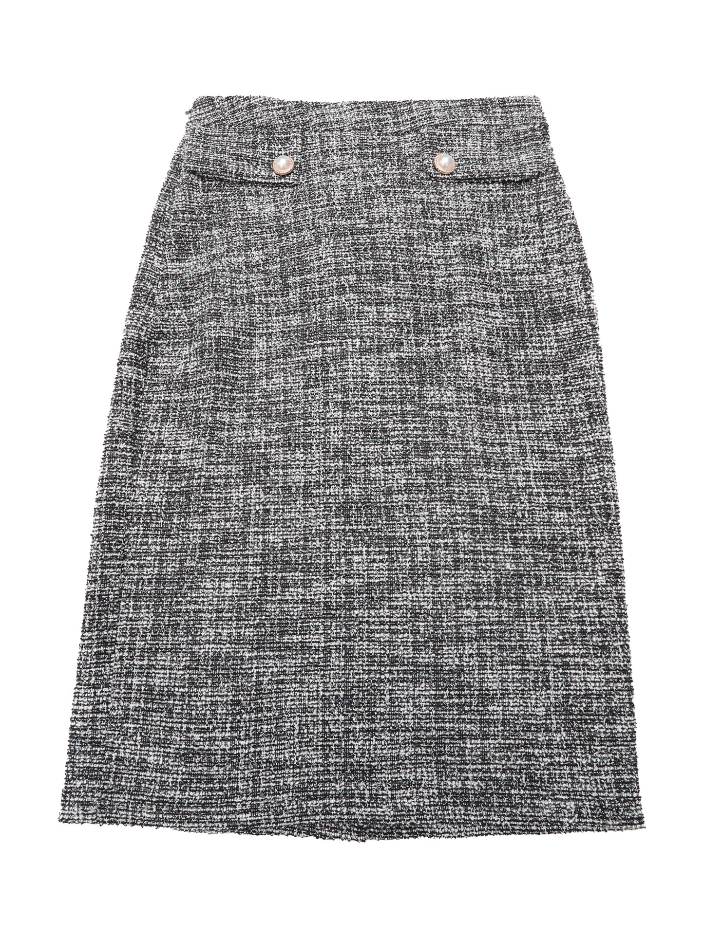 Women's Tweed Knee Length High Waisted Elegant Stretchy Pencil Bodycon Skirt